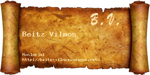 Beitz Vilmos névjegykártya